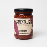 Jar of Fermentalists Chilli Jam on a white background